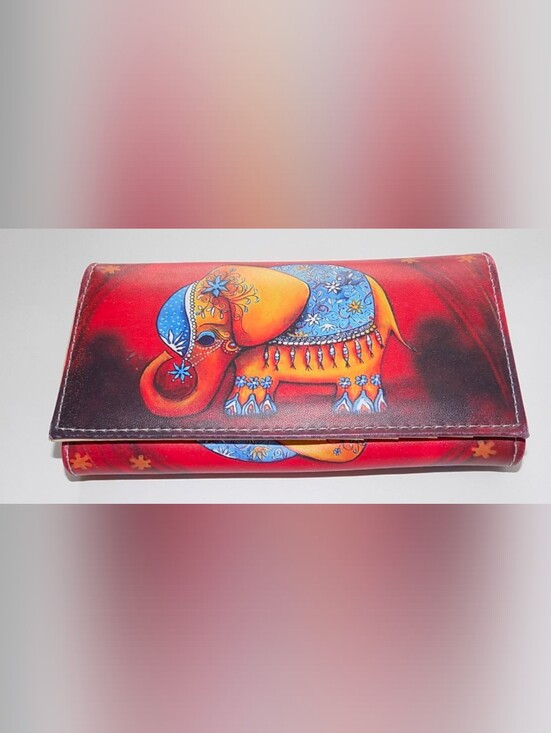 The Unbranded Brand Handbags - Hand-Painted Elephant Leather Continental Wallet NWOT